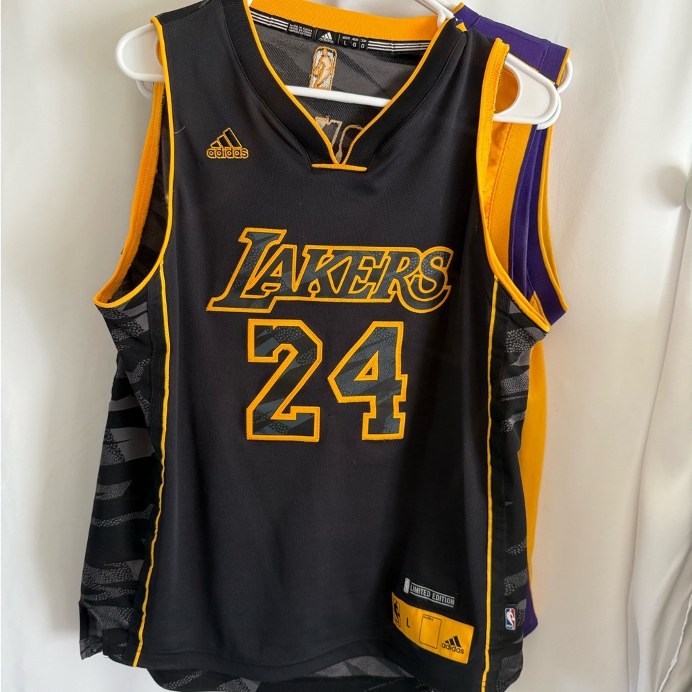 Adidas Black and Gold Lakers Jersey